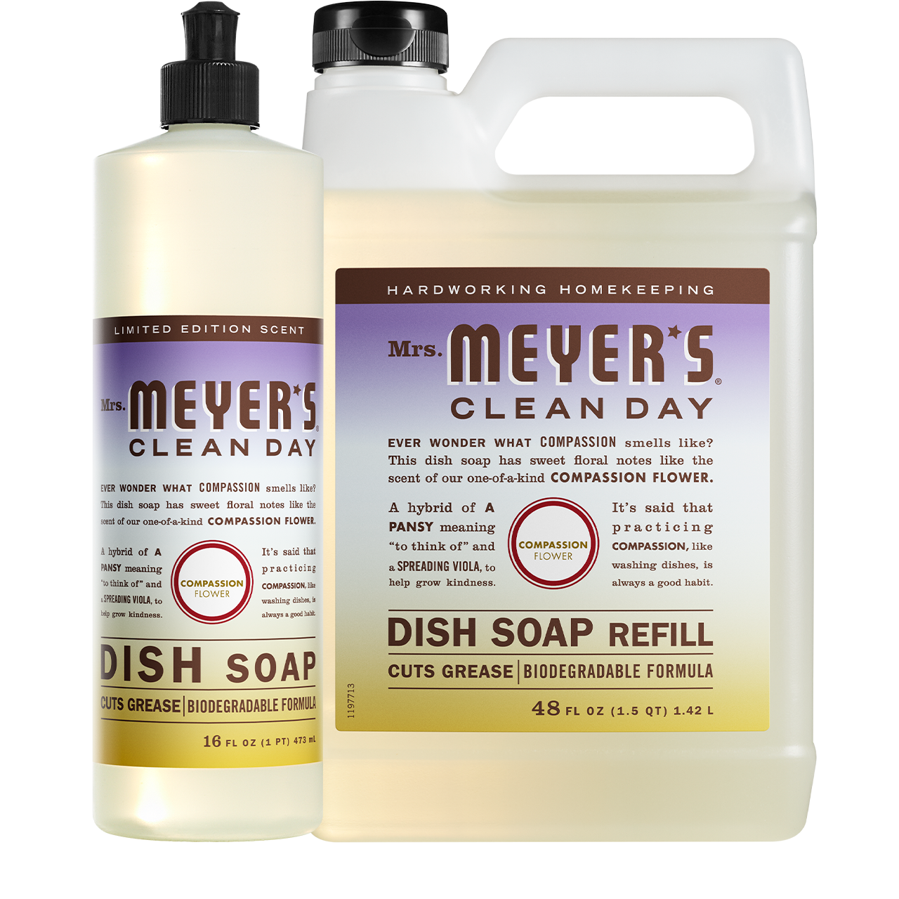 Mrs. Meyer's Compassion Flower Liquid Hand Soap & Refill Set Gift-Ready