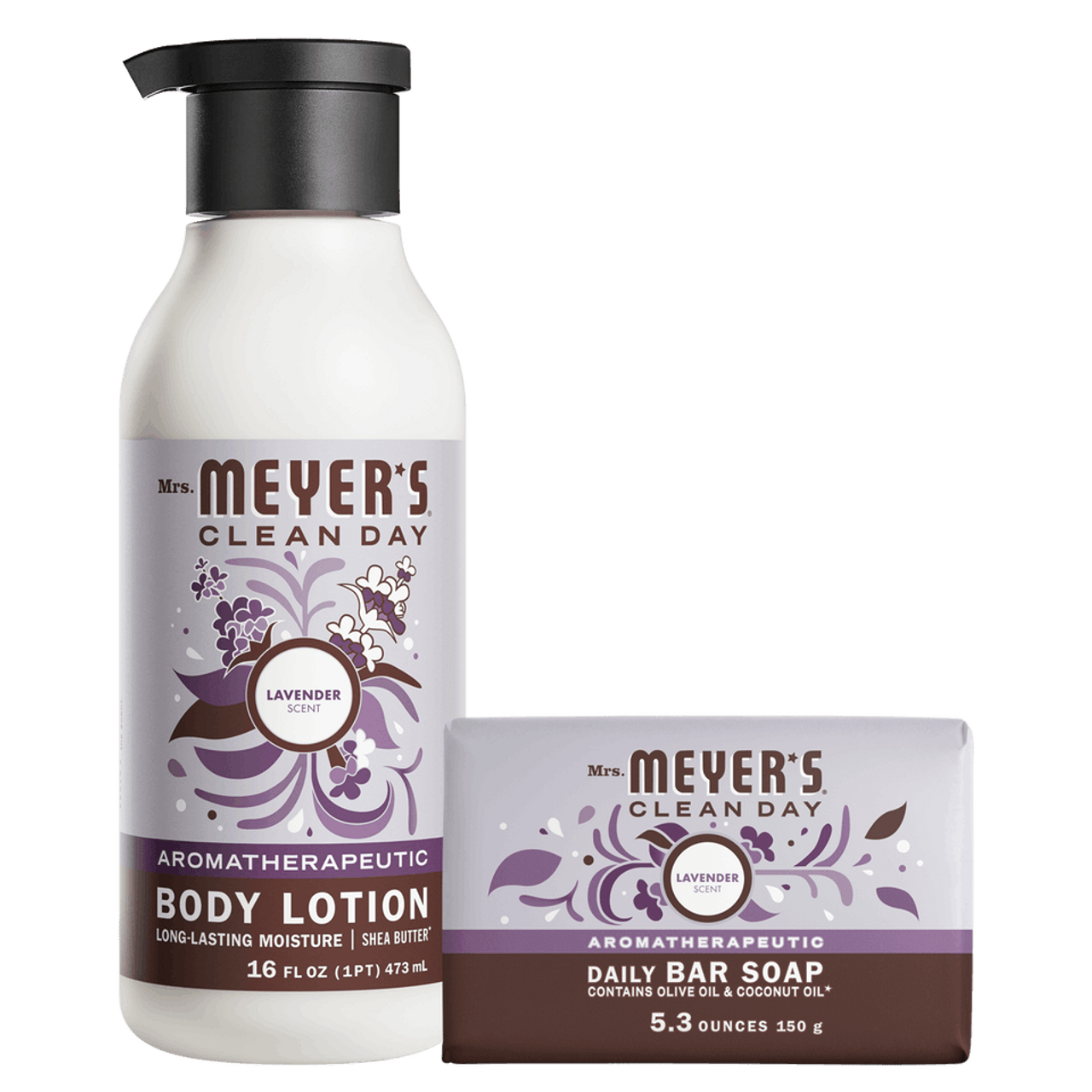 Mrs. Meyer's Lavender Bar Soap & Body Lotion Set Gift-Ready