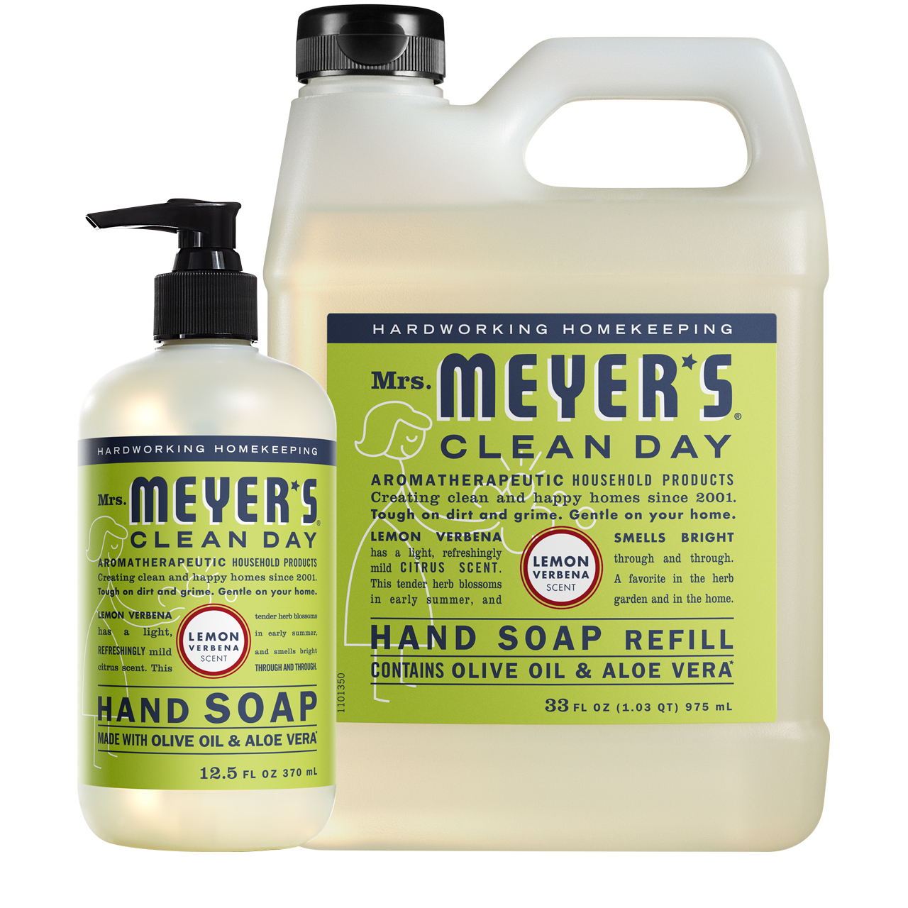 Mrs. Meyer's Lemon Verbena Liquid Hand Soap & Refill Set Gift-Ready