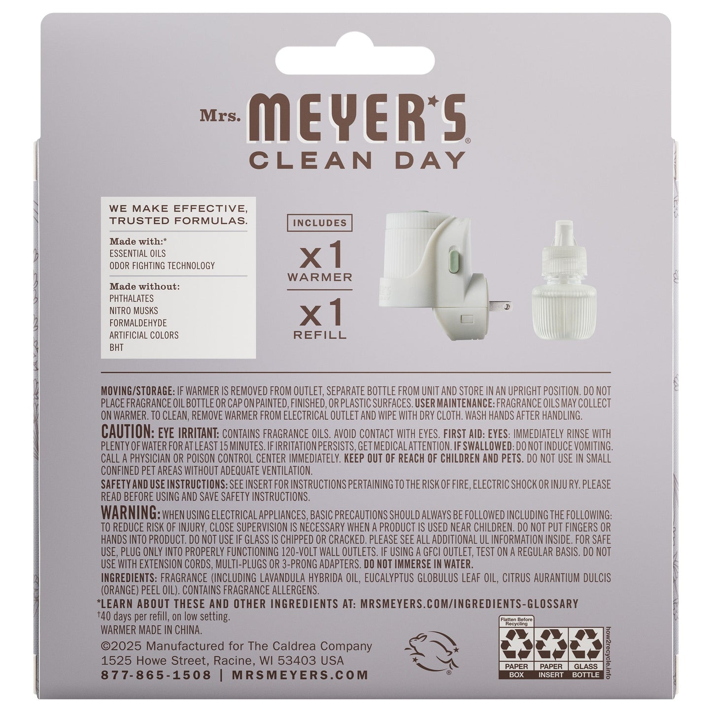 Mrs. Meyer's Lavender Plug-In Oil Warmer With Refill