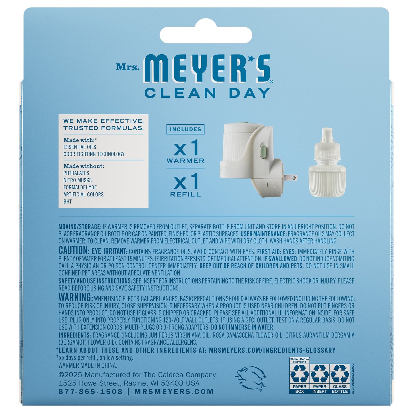 Mrs. Meyer's Rain Water Plug-In Oil Warmer With Refill