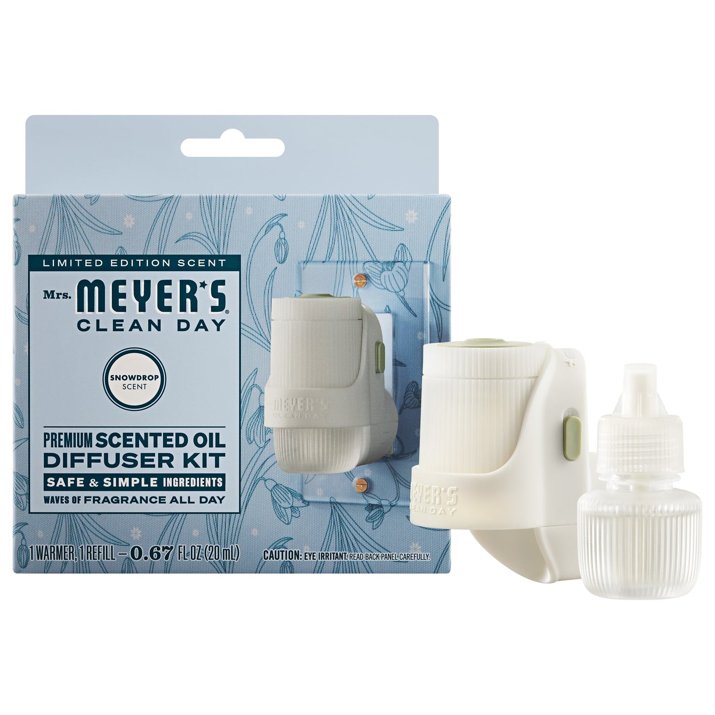 Mrs. Meyer's Snowdrop Plug-In Oil Warmer With Refill