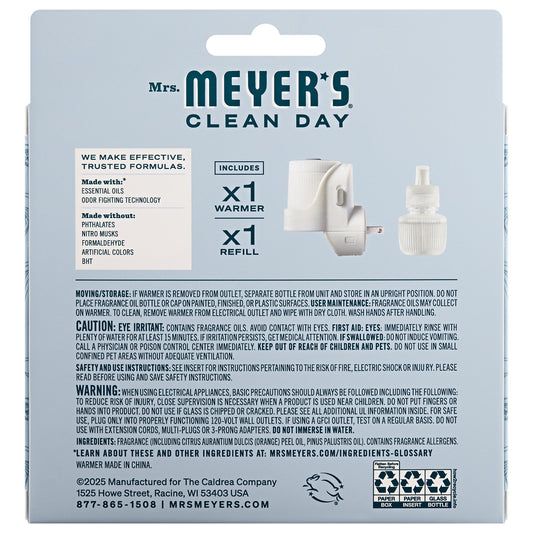 Mrs. Meyer's Snowdrop Plug-In Oil Warmer With Refill