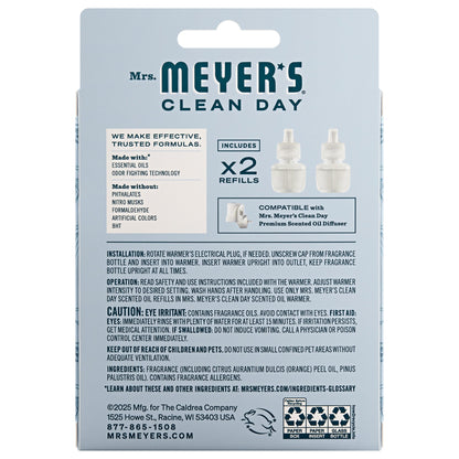 Mrs. Meyer's Snowdrop Plug-In Scented Oil Refill 2-Pack Home Essential