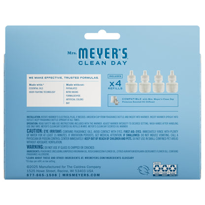 Mrs. Meyer's Rain Water Plug-In Scented Oil Refill 4-Pack Home Essential
