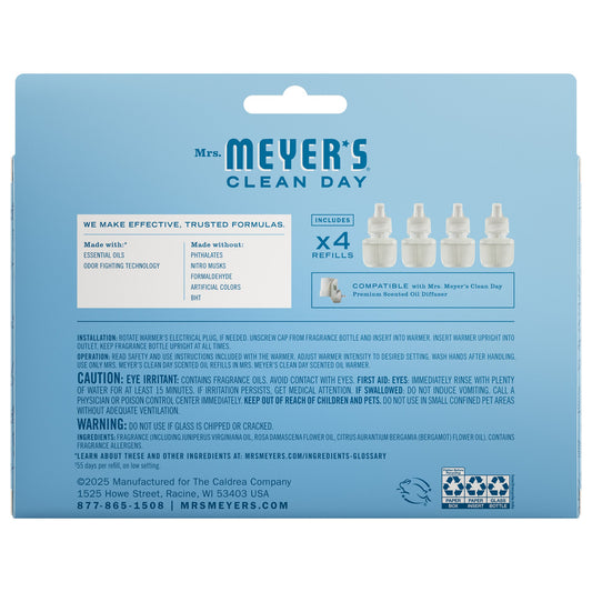 Mrs. Meyer's Rain Water Plug-In Scented Oil Refill 4-Pack Home Essential