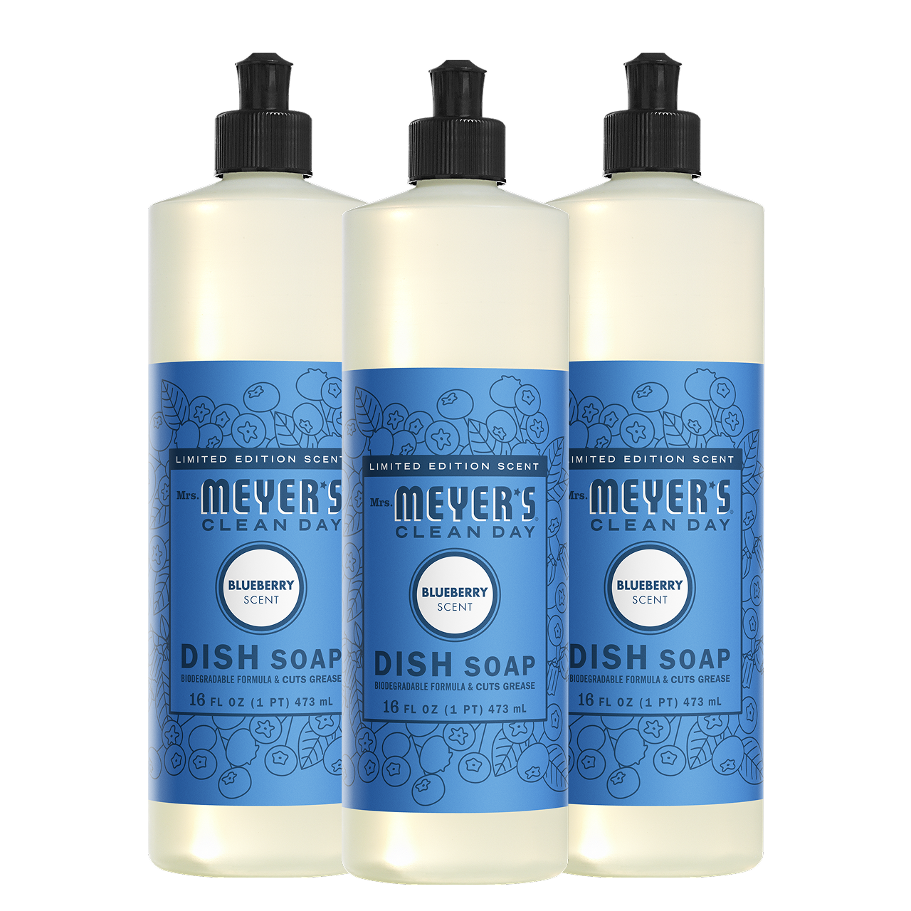 Mrs. Meyer's Blueberry Dish Soap 3-Count Bundle Gift-Ready