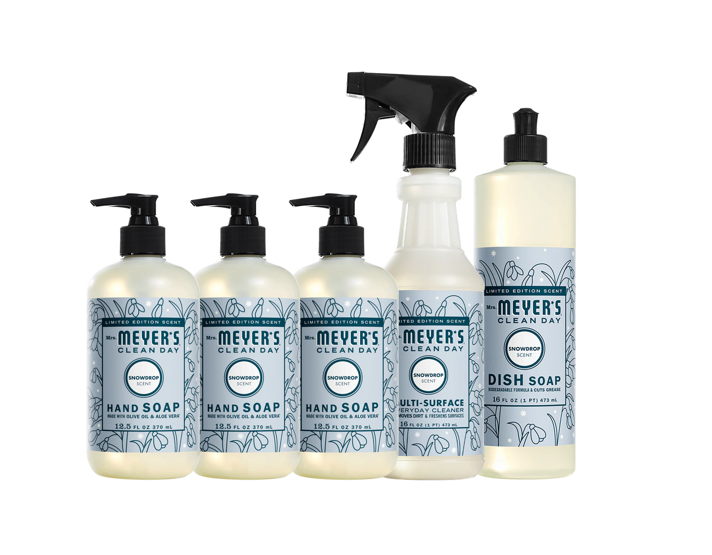 Mrs. Meyer's Snowdrop Essentials 5-Count Bundle Gift-Ready