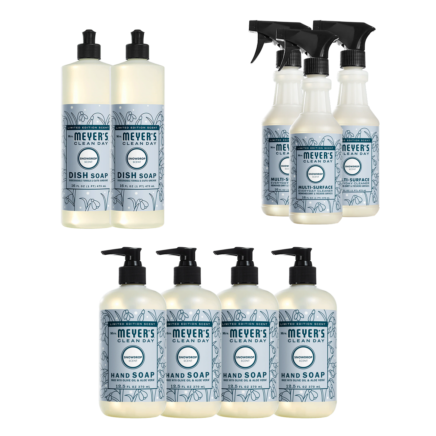 Mrs. Meyer's Snowdrop Essentials Plus 9-Count Bundle Gift-Ready