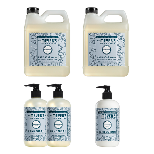 Mrs. Meyer's Snowdrop Hand Care Plus 5-Count Bundle Gift-Ready