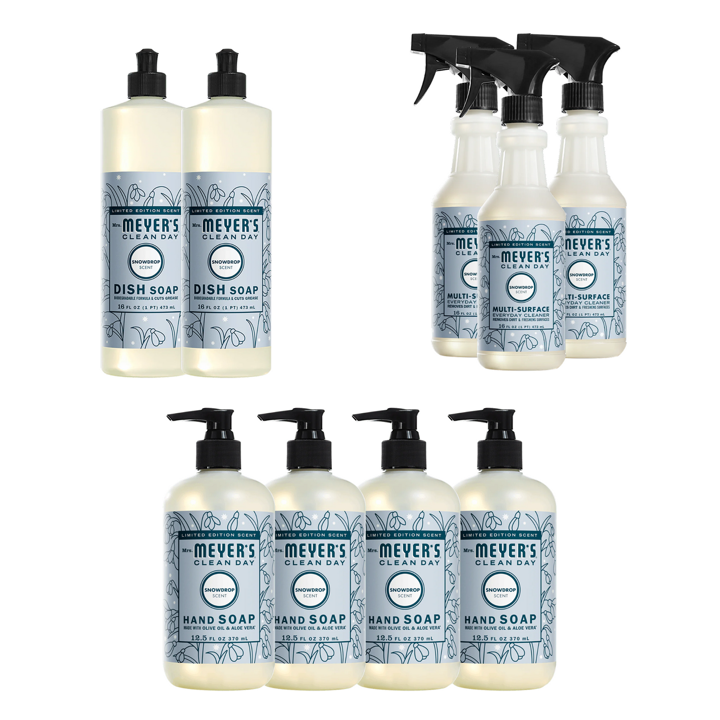Mrs. Meyer's Snowdrop Essentials Plus 9-Count Bundle Gift-Ready