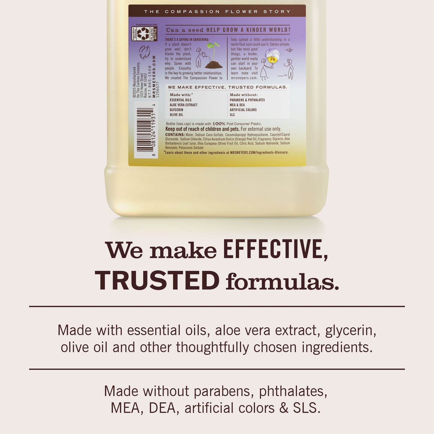 Mrs. Meyer's Compassion Flower Liquid Hand Soap Refill Home Essential