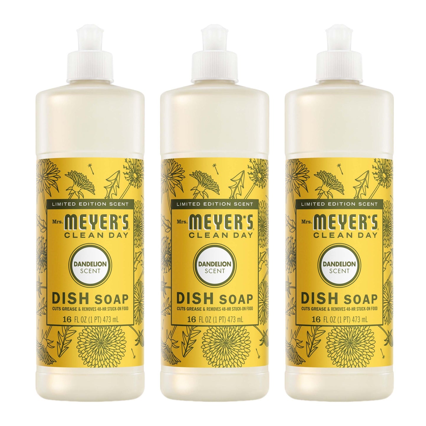Mrs. Meyer's Dandelion Dish Soap 3-Count Bundle Gift-Ready