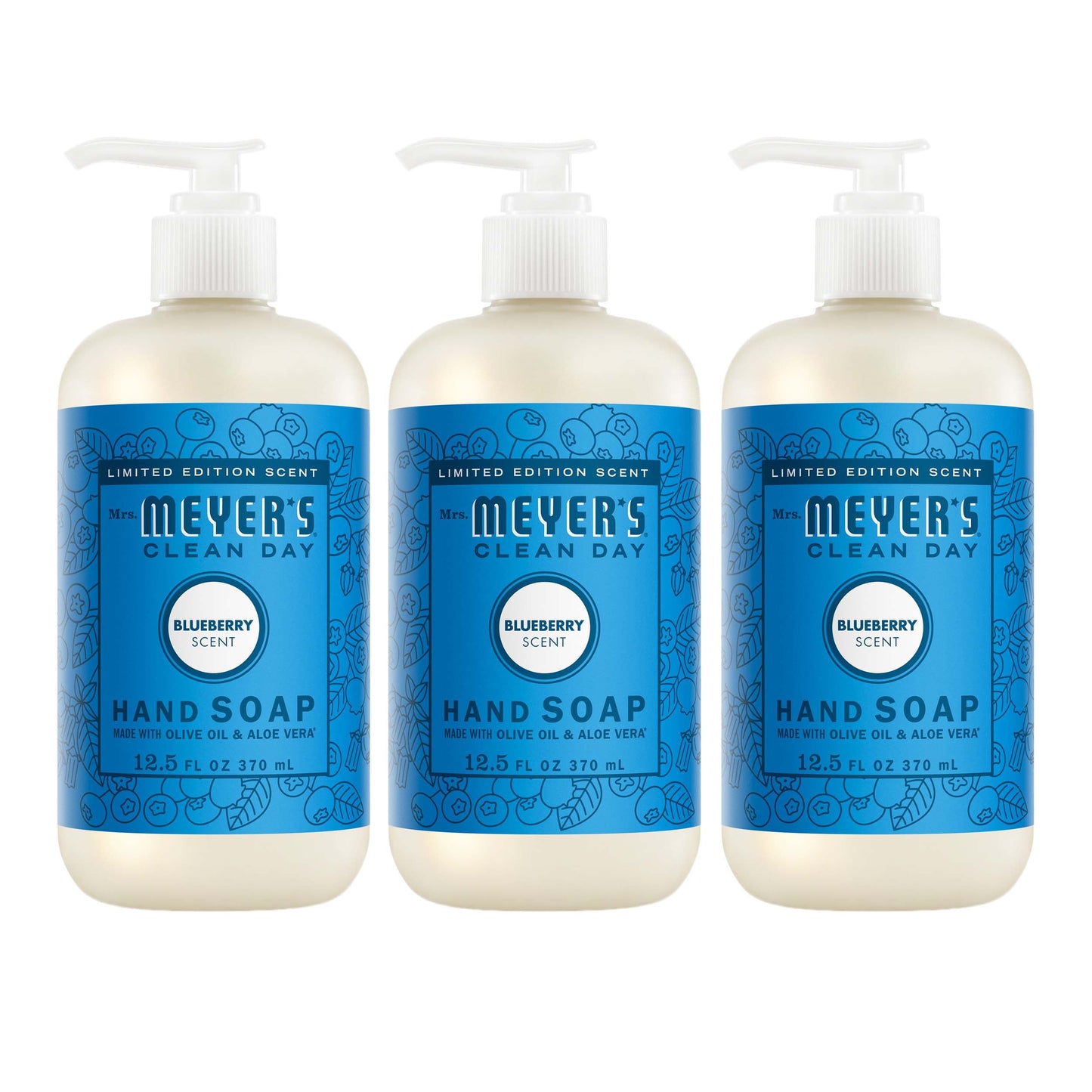 Mrs. Meyer's Blueberry Liquid Hand Soap 3-Count Bundle Gift-Ready