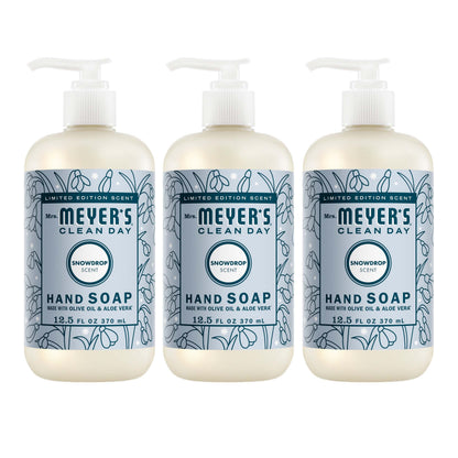 Mrs. Meyer's Snowdrop Liquid Hand Soap 3-Count Bundle Gift-Ready