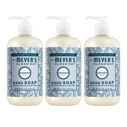 Mrs. Meyer's Snowdrop Liquid Hand Soap 3-Count Bundle Gift-Ready