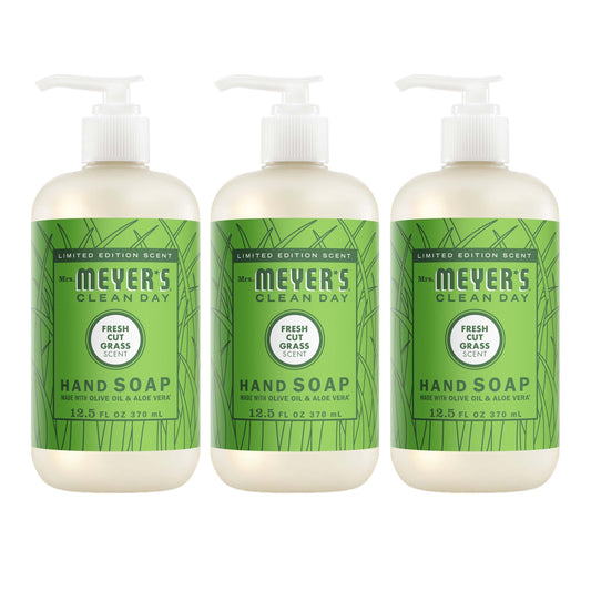 Mrs. Meyer's Fresh Cut Grass Liquid Hand Soap 3-Count Bundle Gift-Ready