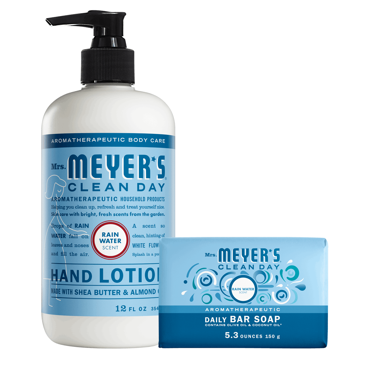 Mrs. Meyer's Rain Water Bar Soap & Hand Lotion Set Gift-Ready