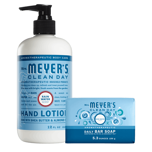 Mrs. Meyer's Rain Water Bar Soap & Hand Lotion Set Gift-Ready