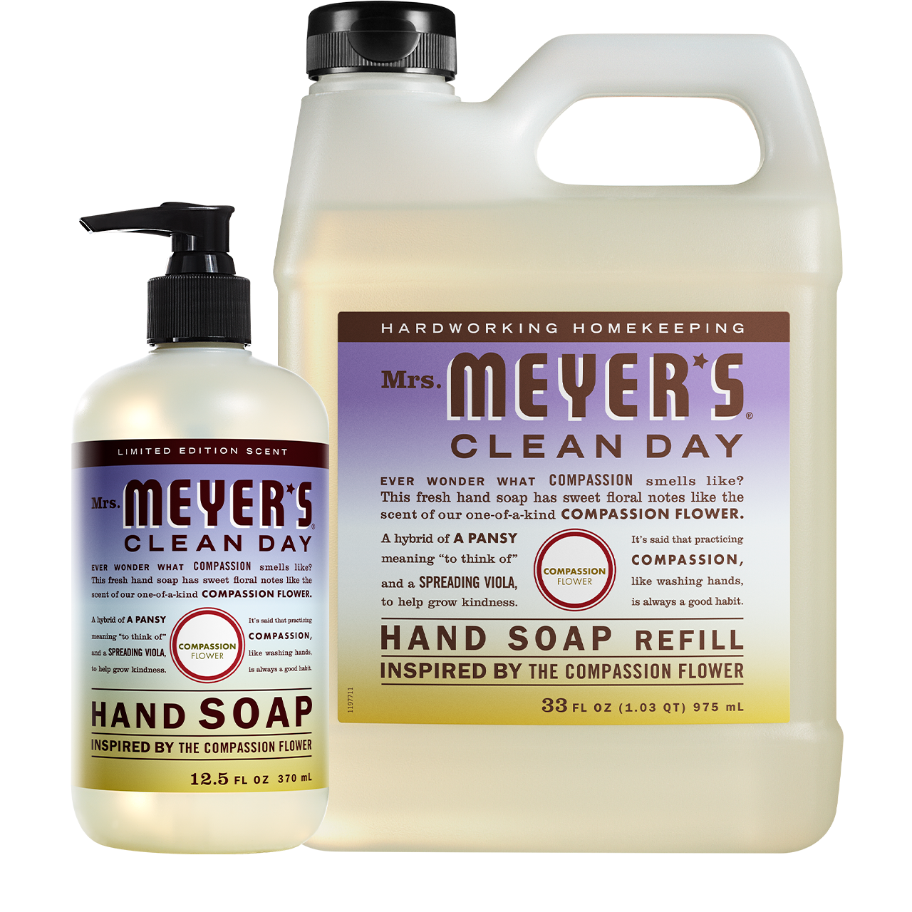 Mrs. Meyer's Compassion Flower Liquid Hand Soap & Refill Set Gift-Ready