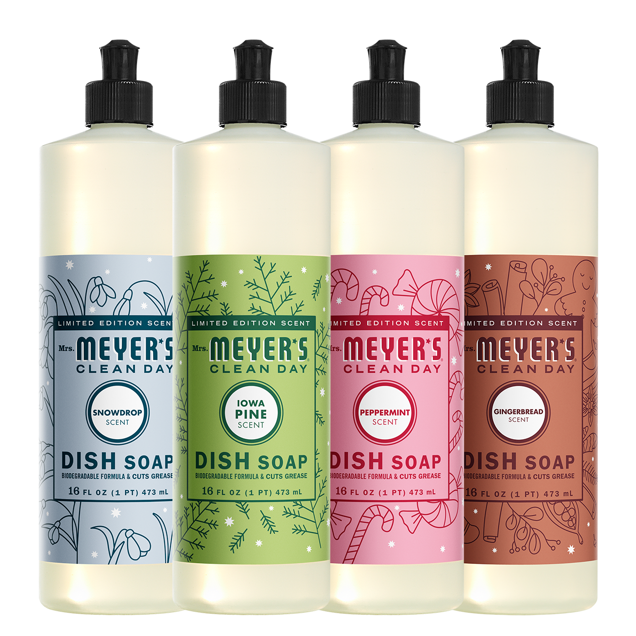 Mrs. Meyer's Holiday Seasonal Liquid Dish Soap Collection