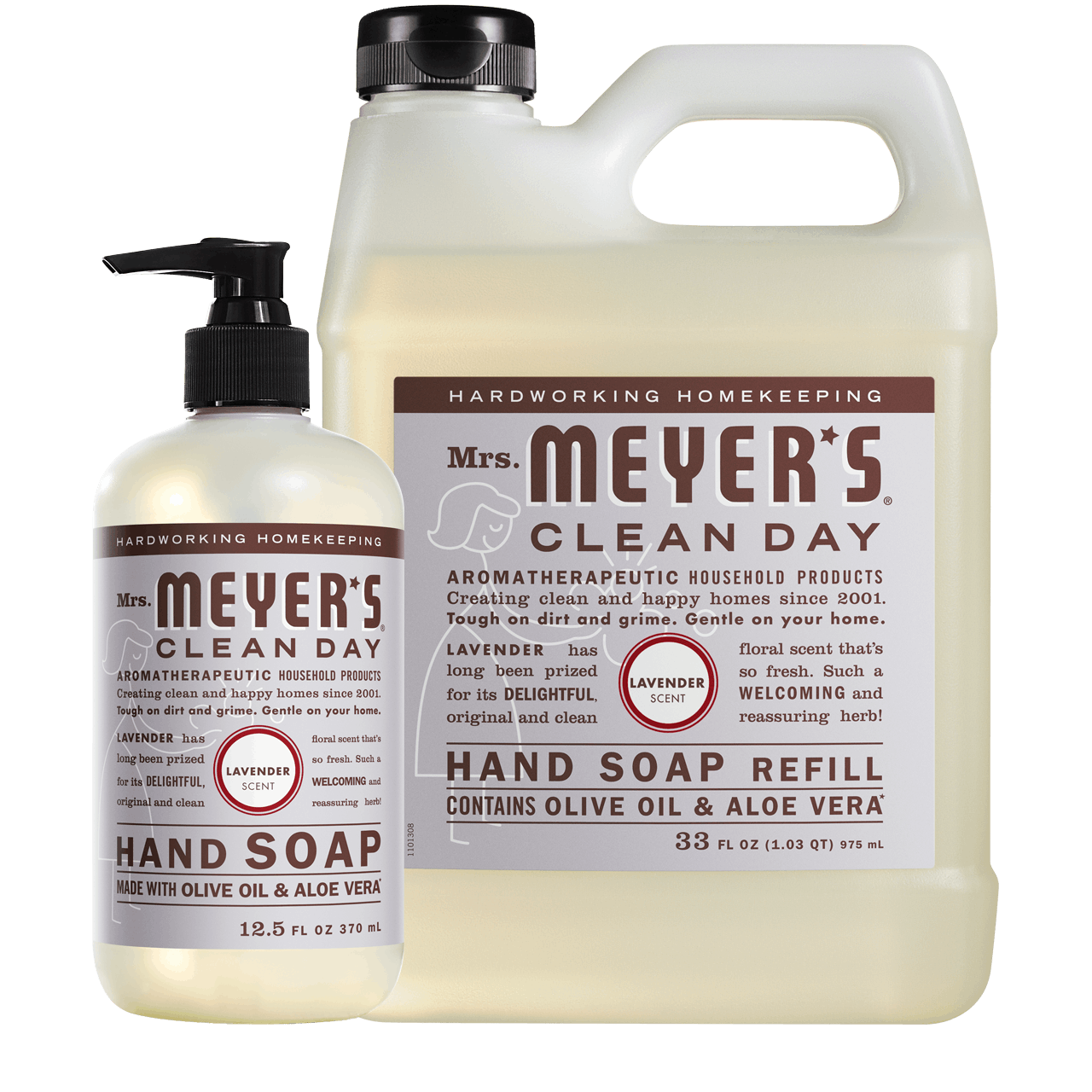 Mrs. Meyer's Lavender Liquid Hand Soap & Refill Set Gift-Ready