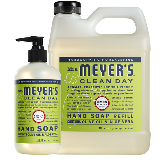 Mrs. Meyer's Lemon Verbena Liquid Hand Soap & Refill Set Gift-Ready