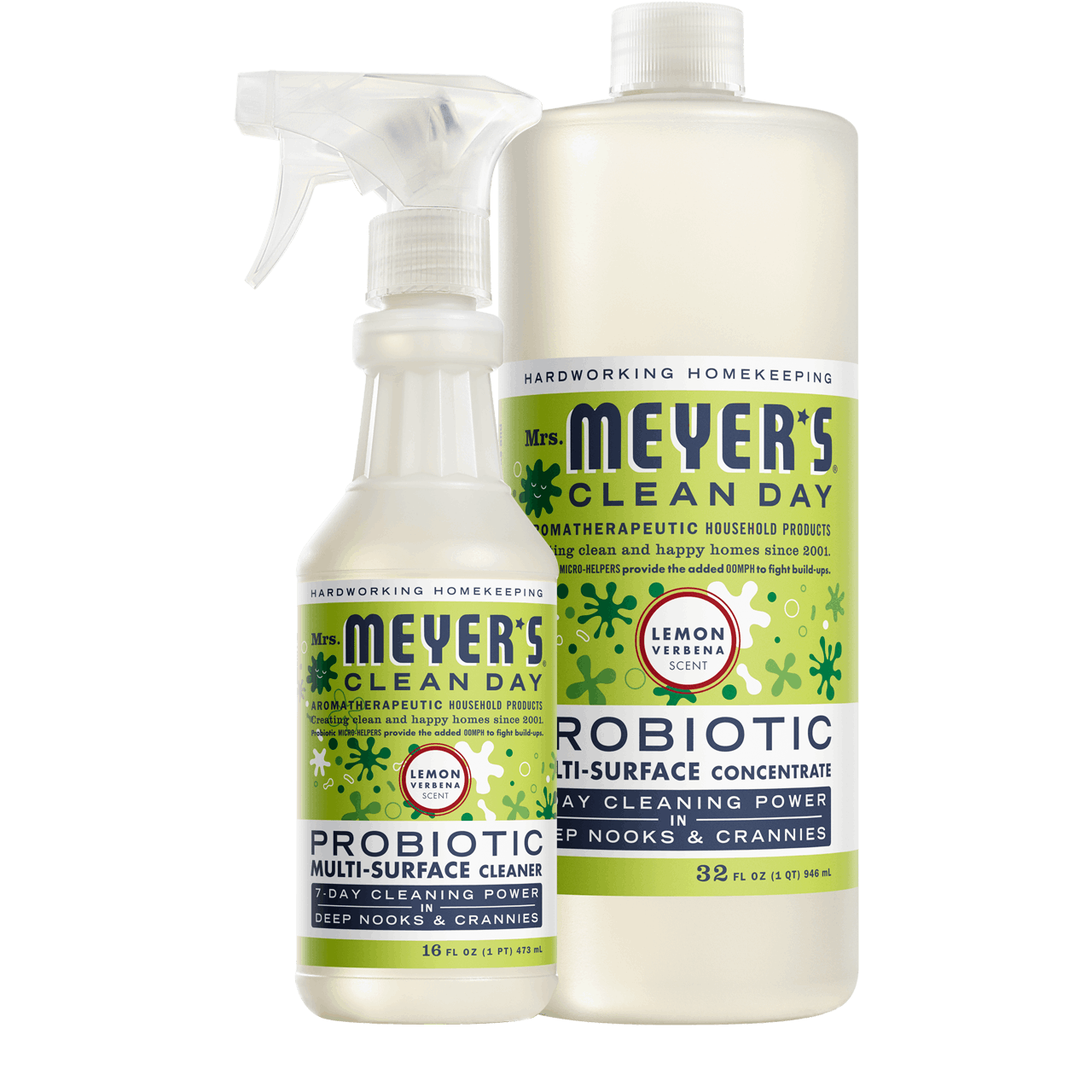 Mrs. Meyer's Lemon Verbena Probiotic Multi-Surface Cleaner & Concentrate Set Gift-Ready