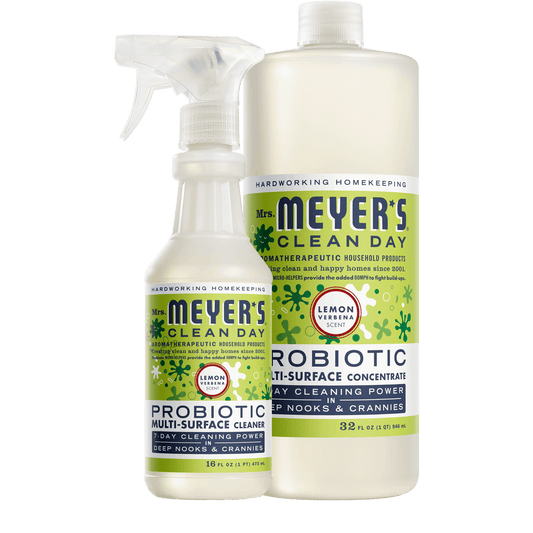 Mrs. Meyer's Lemon Verbena Probiotic Multi-Surface Cleaner & Concentrate Set Gift-Ready