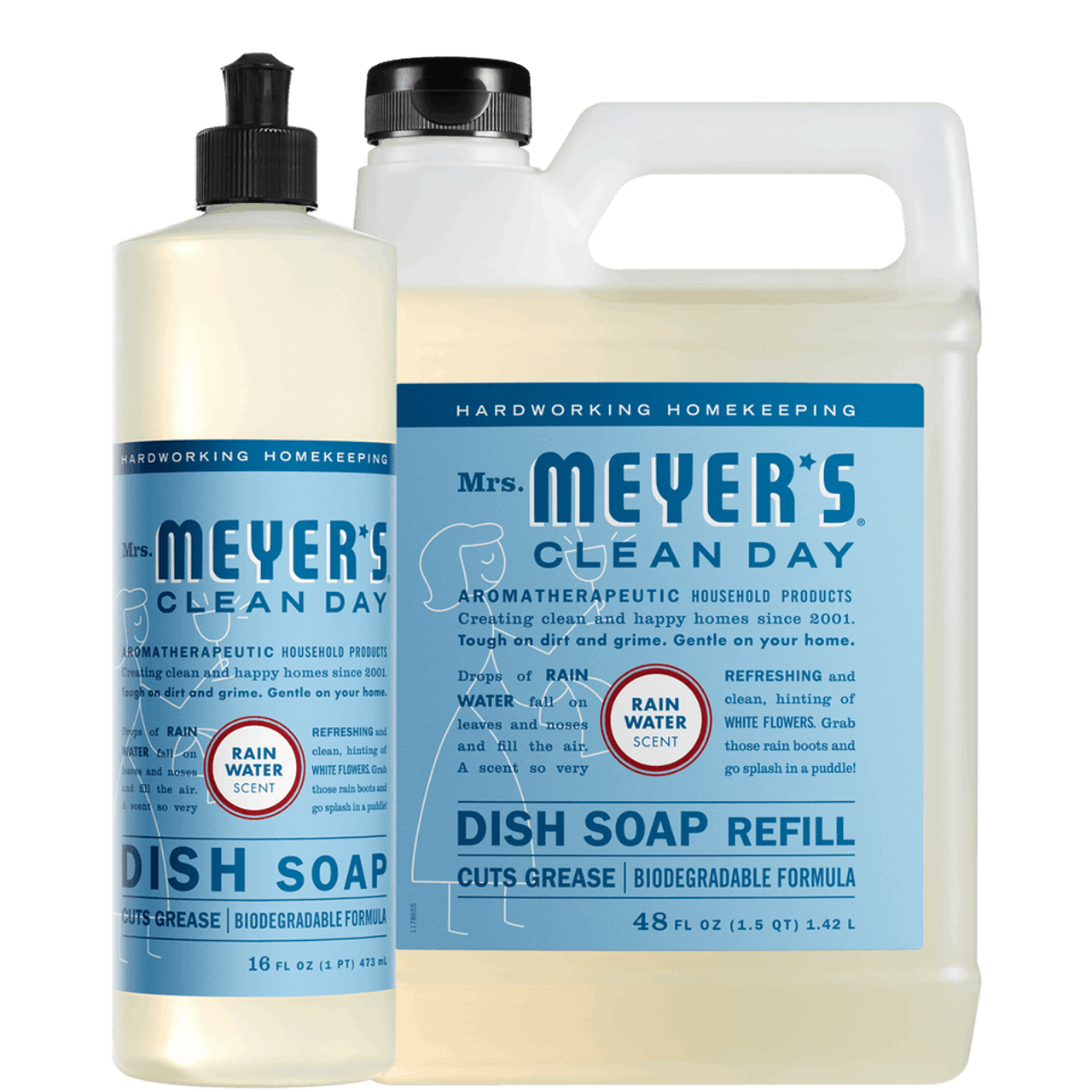 Mrs. Meyer's Rain Water Liquid Dish Soap & Refill Set