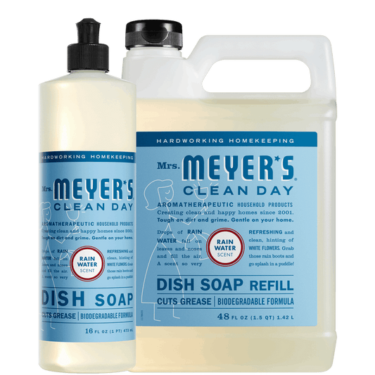 Mrs. Meyer's Rain Water Liquid Dish Soap & Refill Set
