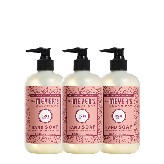 Mrs. Meyer's Rose Liquid Hand Soap 3-Count Bundle Gift-Ready