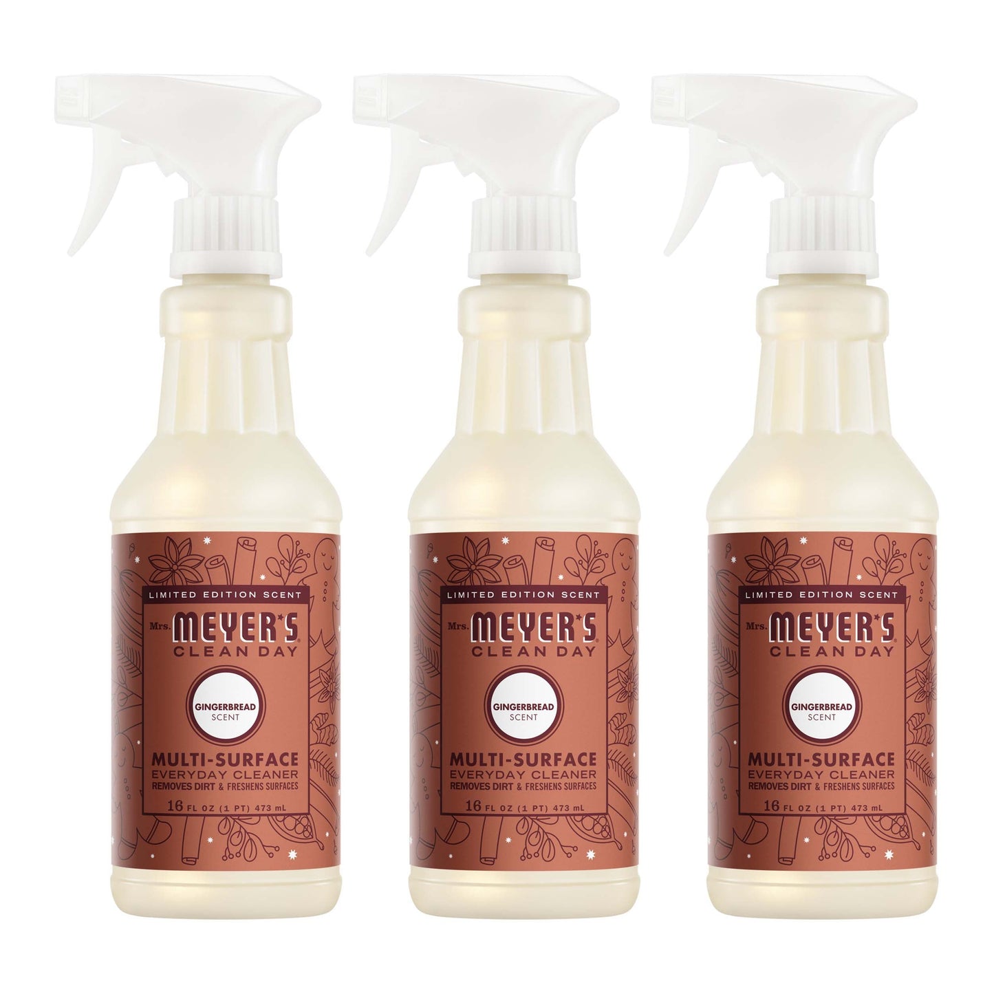 Mrs. Meyer's Gingerbread Everyday Multi-Surface Cleaner 3-Count Bundle