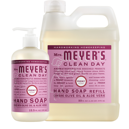 Mrs. Meyer's Peony Liquid Hand Soap & Refill Set Gift-Ready