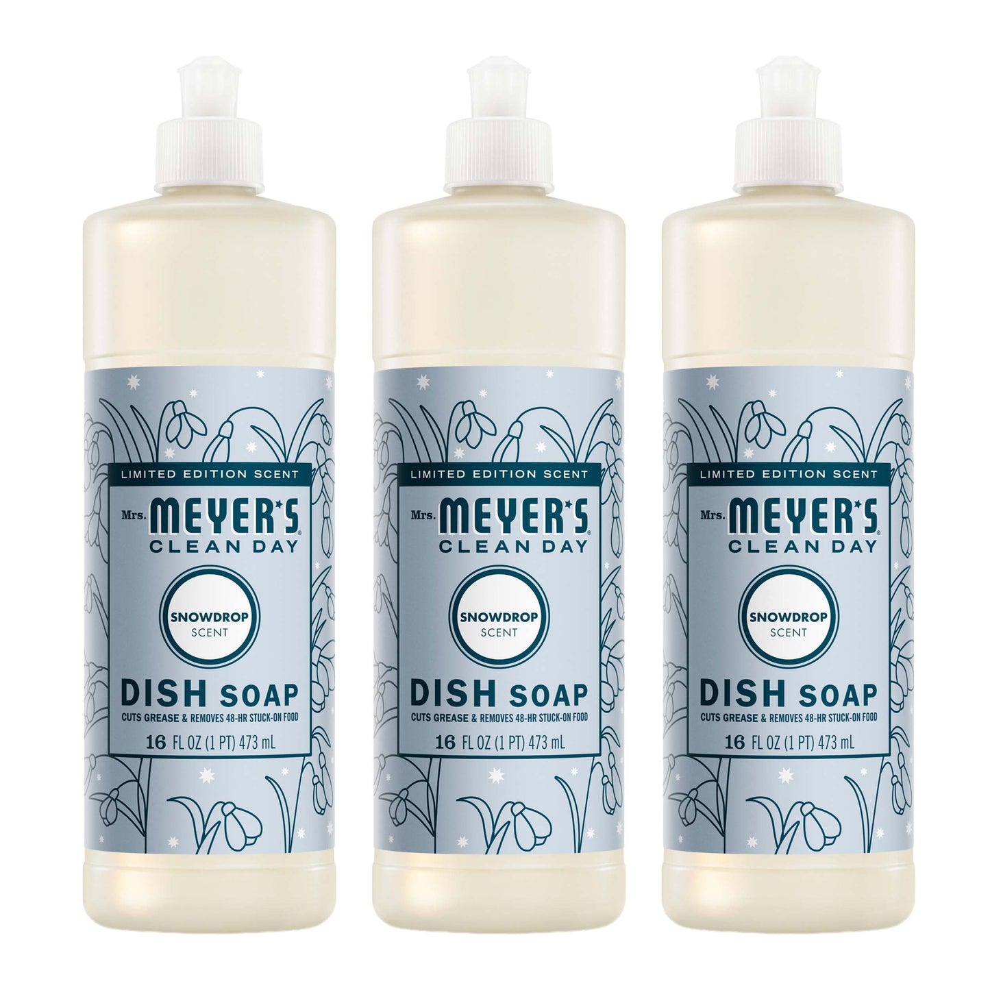 Mrs. Meyer's Snowdrop Dish Soap 3-Count Bundle Gift-Ready