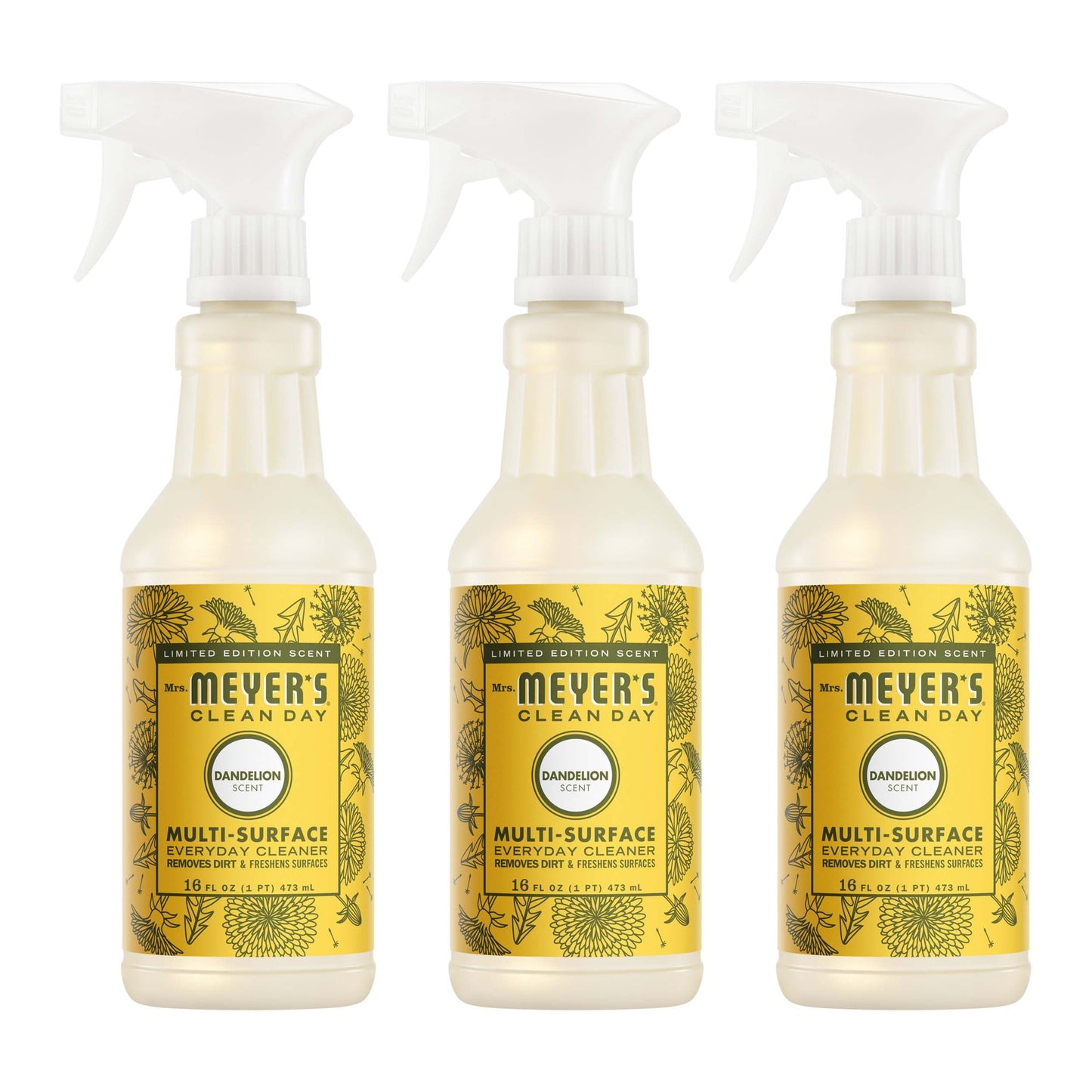 Mrs. Meyer's Dandelion Everyday Multi-Surface Cleaner 3-Count Bundle
