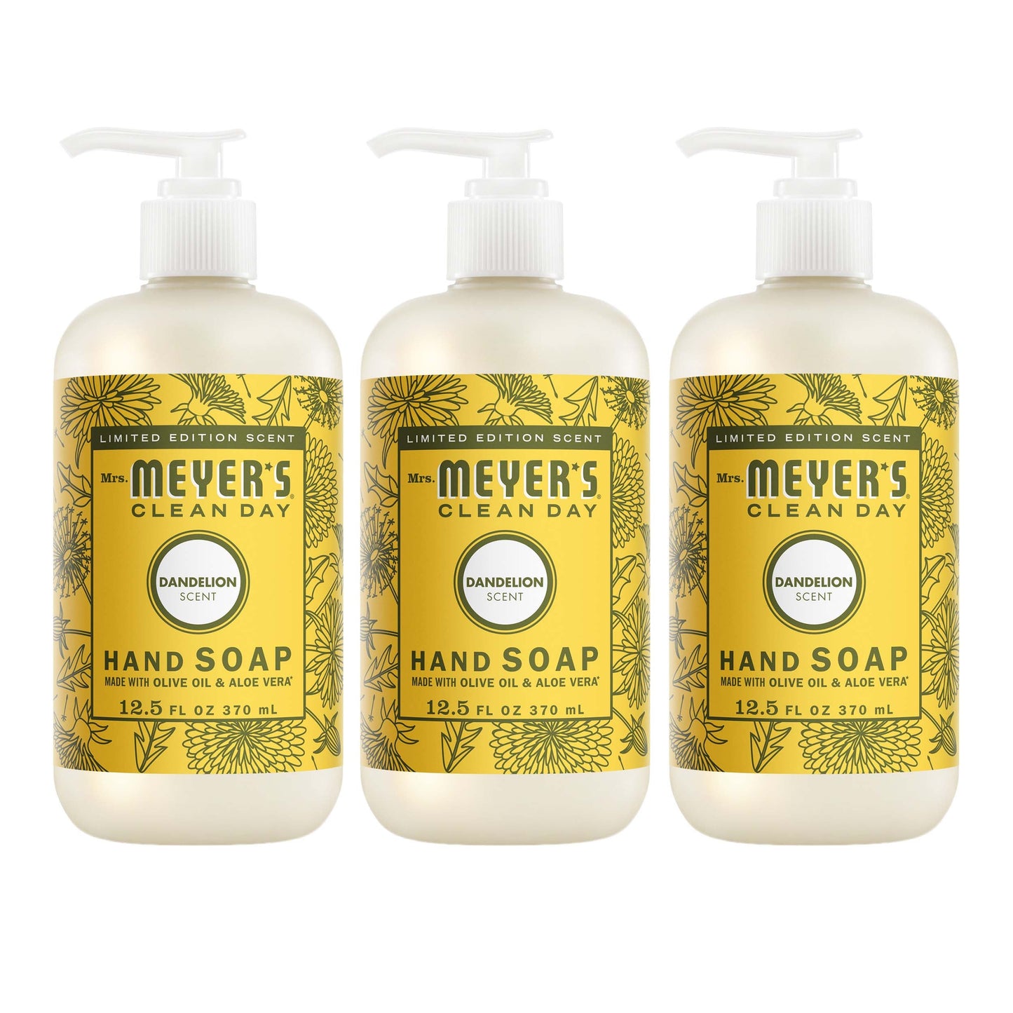 Mrs. Meyer's Dandelion Liquid Hand Soap 3-Count Bundle Gift-Ready