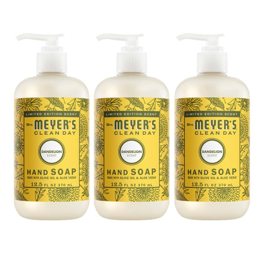 Mrs. Meyer's Dandelion Liquid Hand Soap 3-Count Bundle Gift-Ready