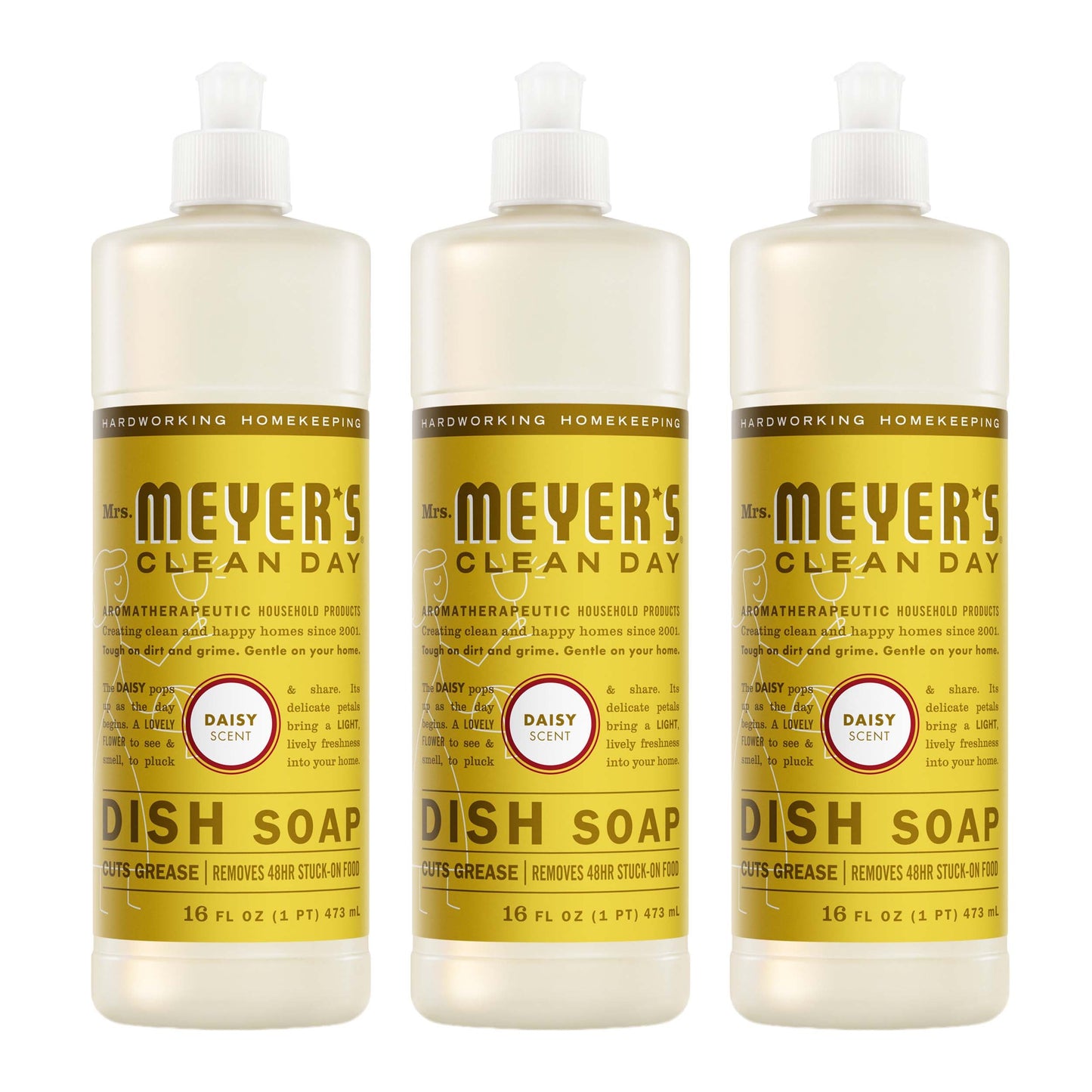 Mrs. Meyer's Daisy Dish Soap 3-Count Bundle Gift-Ready