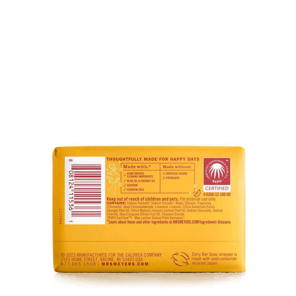 Mrs. Meyer's Clementine Daily Bar Soap Home Essential