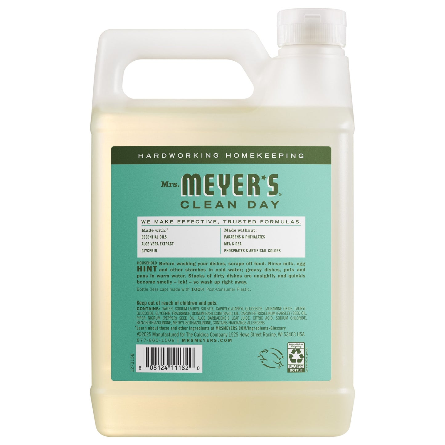 Mrs. Meyer's Basil Dish Soap Refill Home Essential