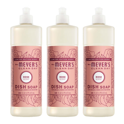 Mrs. Meyer's Rose Dish Soap 3-Count Bundle Gift-Ready